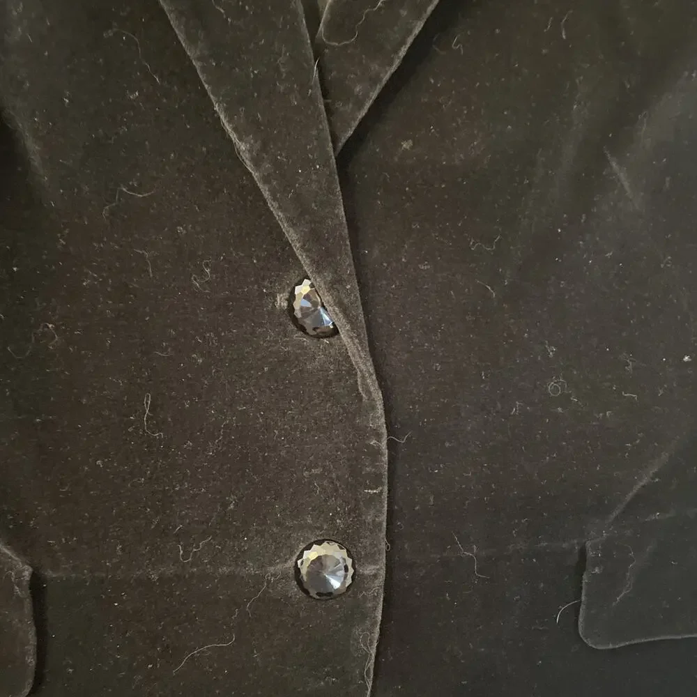 Vintage Lauren Ralph Lauren Women's Black Velvet Blazer Jacket Sz 14 Academia - Picture 2 of 7